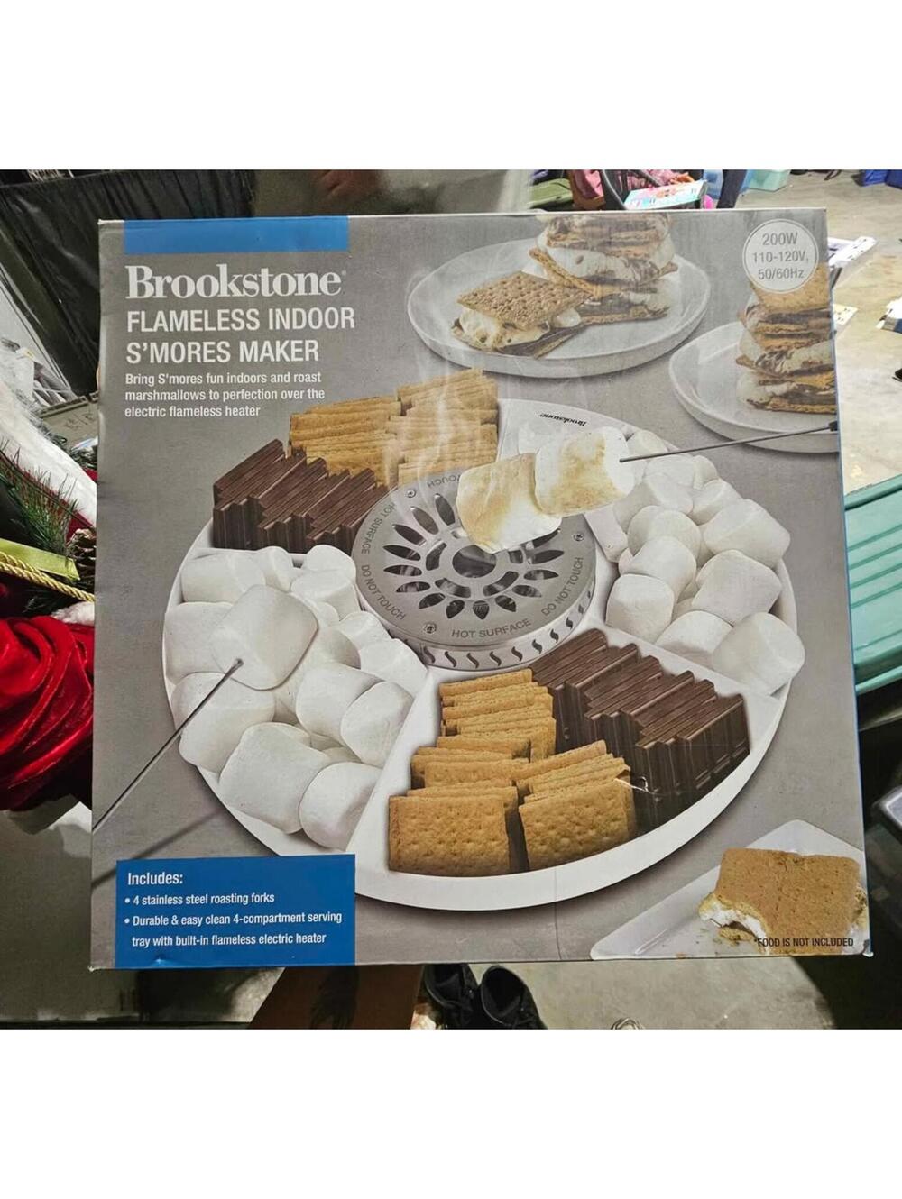 Brookstone White Flameless Indoor S'mores Maker Serving Tray